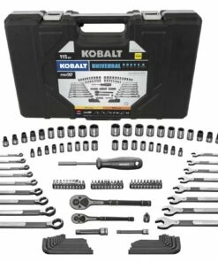 Kobalt Universal 115-Piece Standard (SAE) and Metric Combination Matte Mechanics Tool Set (1/4-in; 3/8-in) - Hand Tools