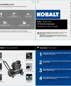 Kobalt 8-Gallon Single Stage Portable Electric Horizontal Air Compressor - Air Tools & Compressors 21 Kobalt 8-Gallon Single Stage Portable Electric Horizontal Air Compressor - Air Tools & Compressors -Kobalt Sales Store 08074535