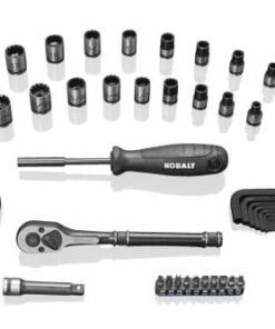 Kobalt Universal 67-Piece Standard (SAE) and Metric Combination Matte Mechanics Tool Set (3/8-in) - Hand Tools