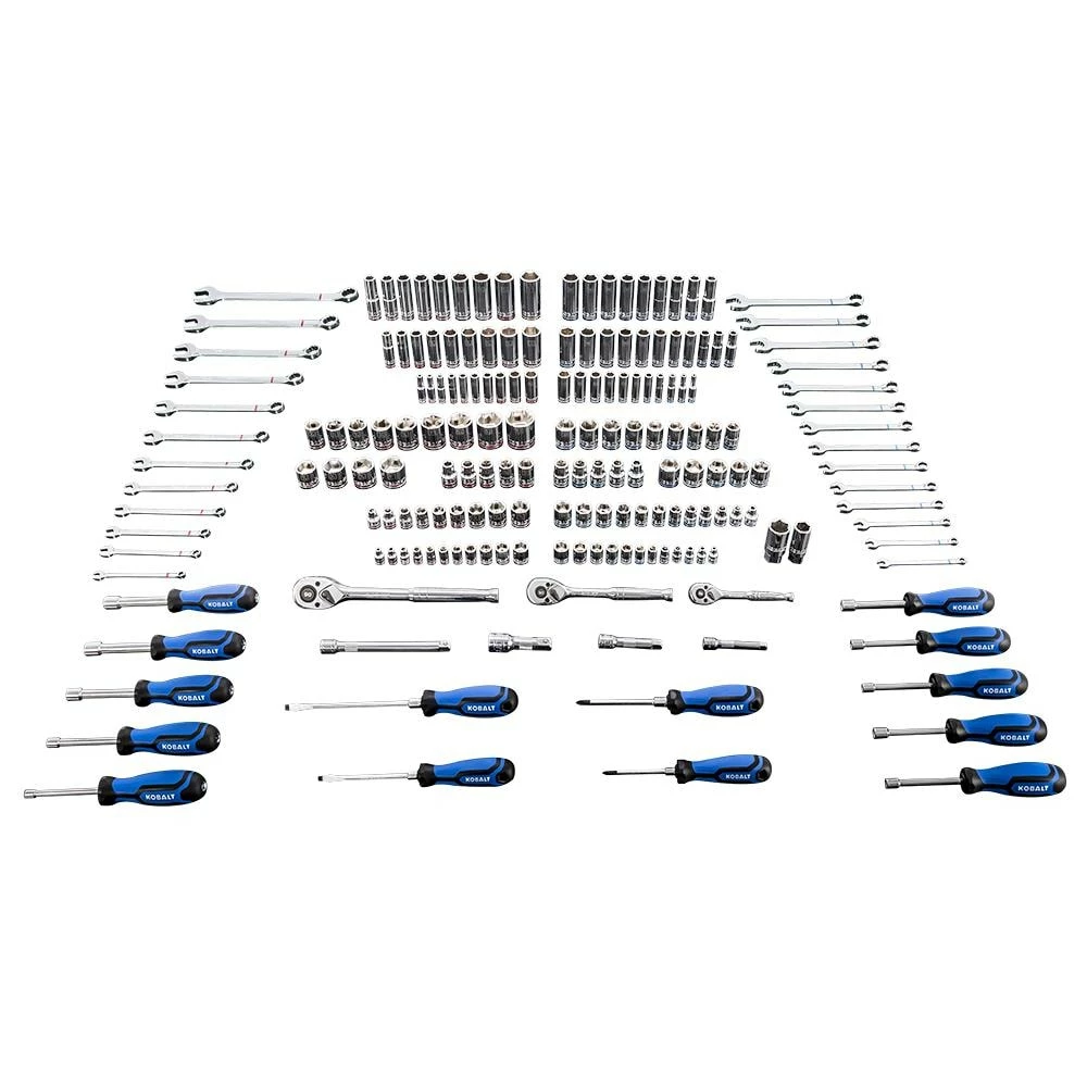 Kobalt 189-Piece Standard (SAE) and Metric Combination Polished Chrome Mechanics Tool Set (1/4-in; 3/8-in) - Hand Tools 1 Kobalt 189-Piece Standard (SAE) and Metric Combination Polished Chrome Mechanics Tool Set (1/4-in; 3/8-in) - Hand Tools