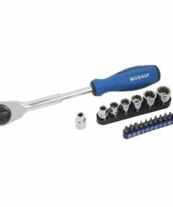 Kobalt 20-Piece Standard (SAE) and Metric Combination Polished Chrome Mechanics Tool Set (3/8-in) - Hand Tools