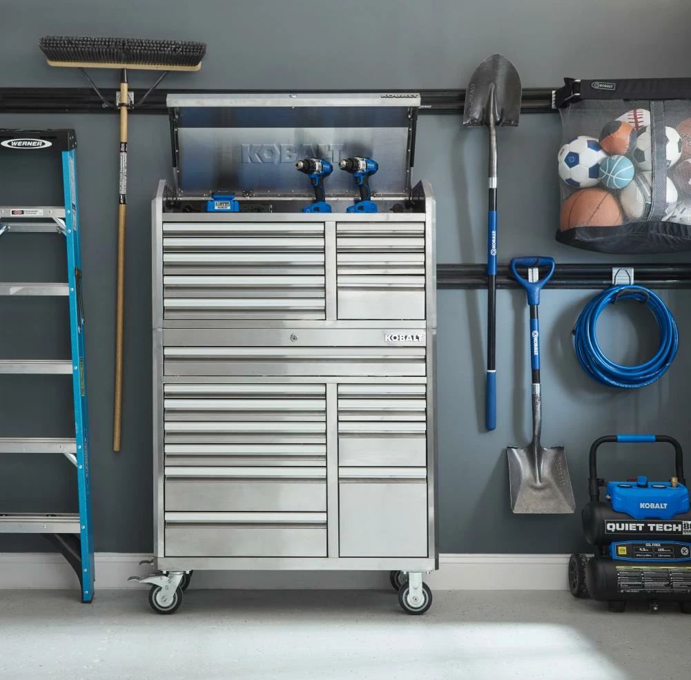 Kobalt 3000 Series 41-in W x 41-in H 11-Drawer Stainless Steel Rolling Tool Cabinet (Stainless Steel) - Tool Storage & Work Benches 9 Kobalt 3000 Series 41-in W x 41-in H 11-Drawer Stainless Steel Rolling Tool Cabinet (Stainless Steel) - Tool Storage & Work Benches - Image 9