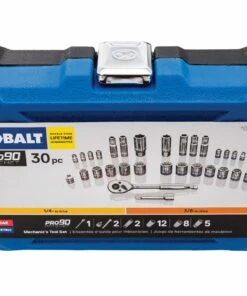 Kobalt 30-Piece Standard (SAE) and Metric Combination Polished Chrome Mechanics Tool Set (3/8-in;) - Hand Tools -Kobalt Sales Store 11294860 scaled