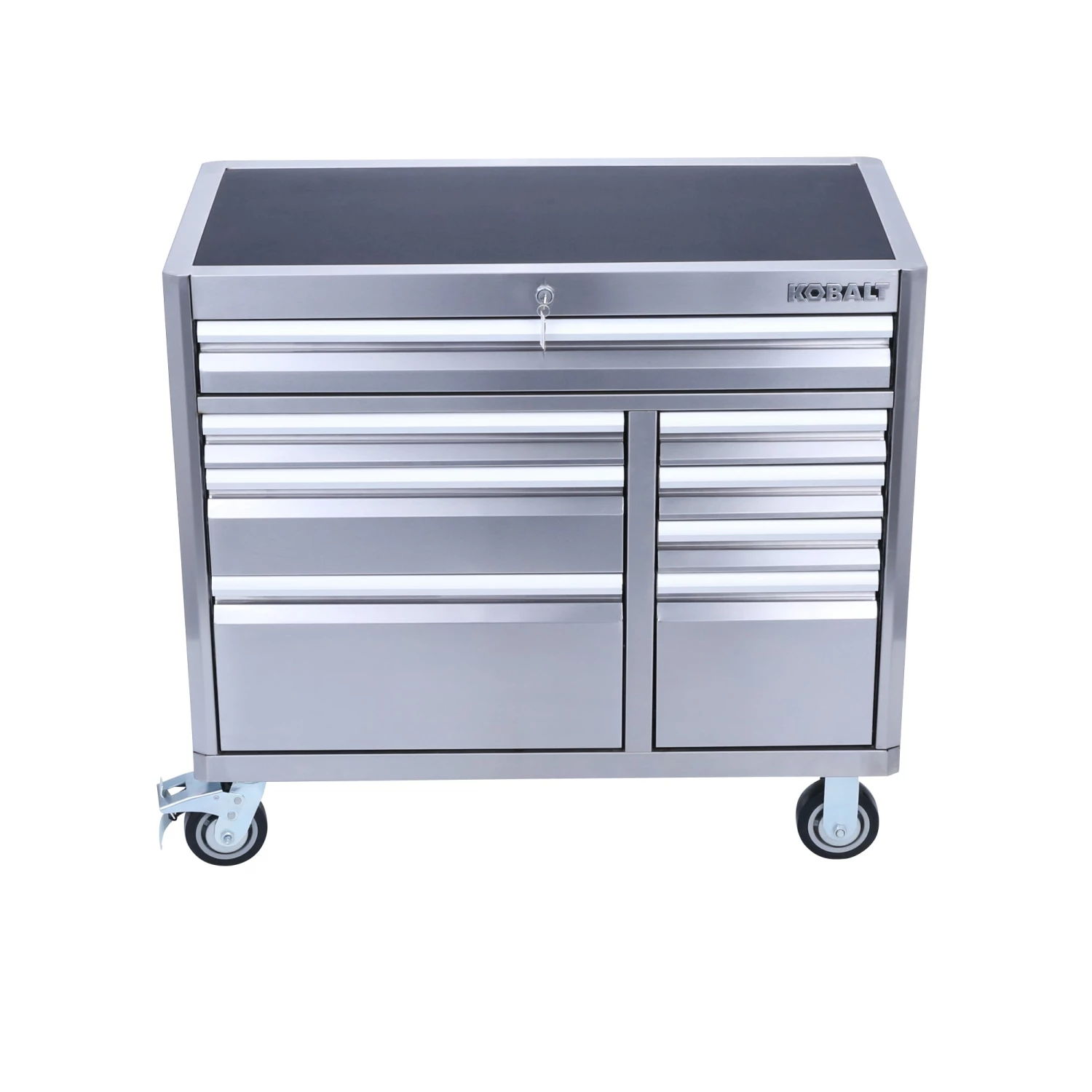 Kobalt 3000 Series 41-in W x 37.5-in H 8-Drawer Stainless Steel Rolling Tool Cabinet (Stainless Steel) - Tool Storage & Work Benches 1 Kobalt 3000 Series 41-in W x 37.5-in H 8-Drawer Stainless Steel Rolling Tool Cabinet (Stainless Steel) - Tool Storage & Work Benches
