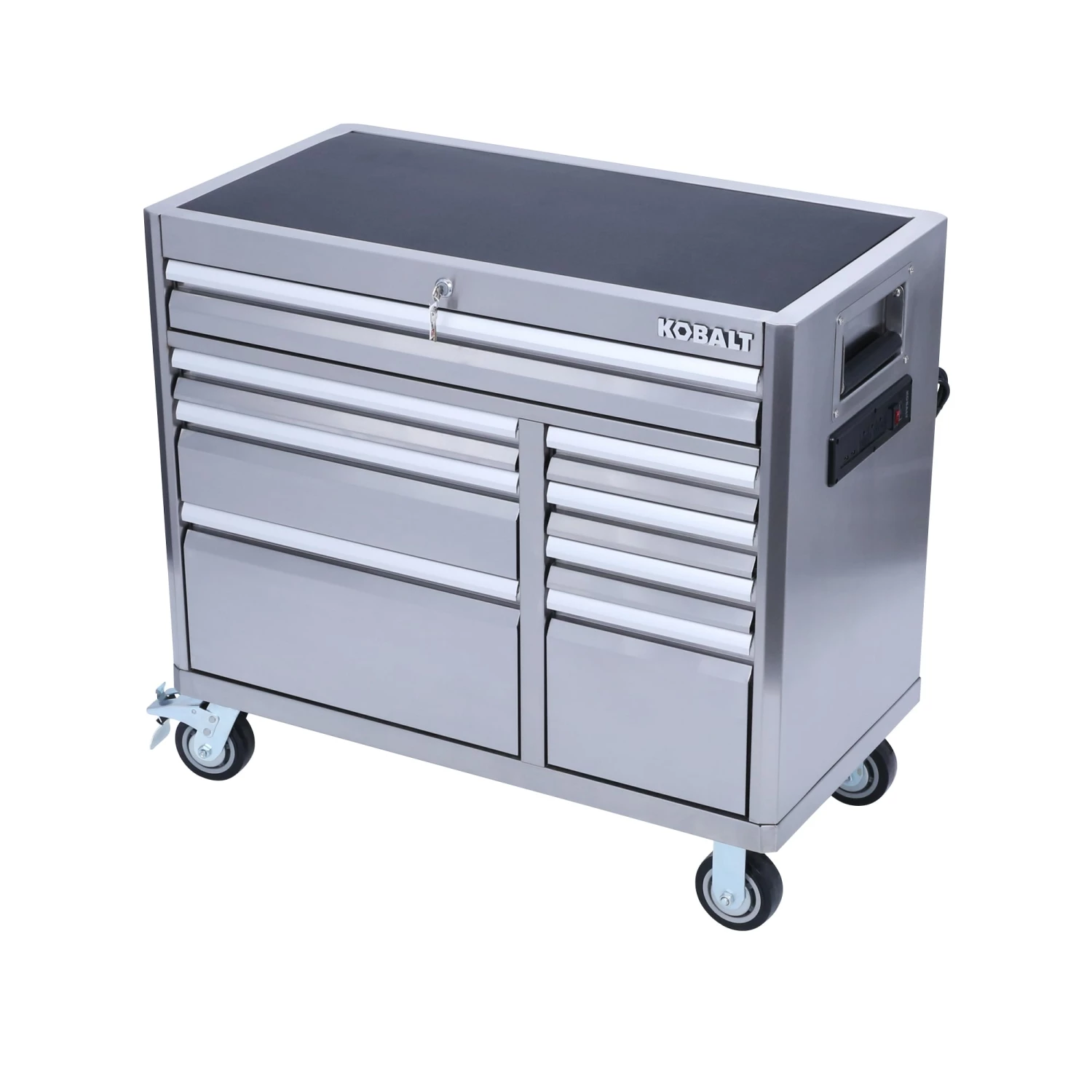 Kobalt 3000 Series 41-in W x 37.5-in H 8-Drawer Stainless Steel Rolling Tool Cabinet (Stainless Steel) - Tool Storage & Work Benches 3 Kobalt 3000 Series 41-in W x 37.5-in H 8-Drawer Stainless Steel Rolling Tool Cabinet (Stainless Steel) - Tool Storage & Work Benches - Image 3