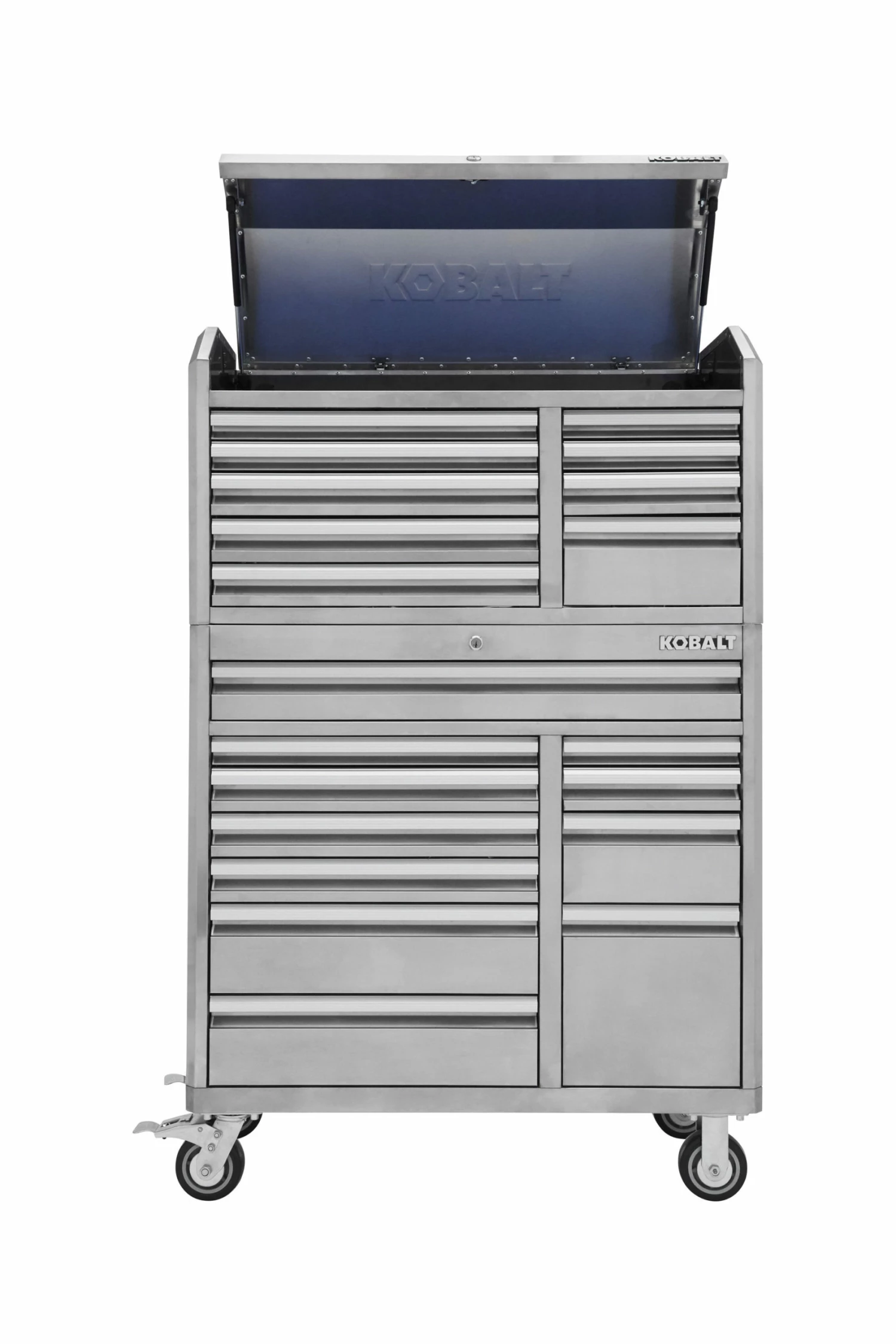 Kobalt 3000 Series 41-in W x 41-in H 11-Drawer Stainless Steel Rolling Tool Cabinet (Stainless Steel) - Tool Storage & Work Benches 2 Kobalt 3000 Series 41-in W x 41-in H 11-Drawer Stainless Steel Rolling Tool Cabinet (Stainless Steel) - Tool Storage & Work Benches - Image 2