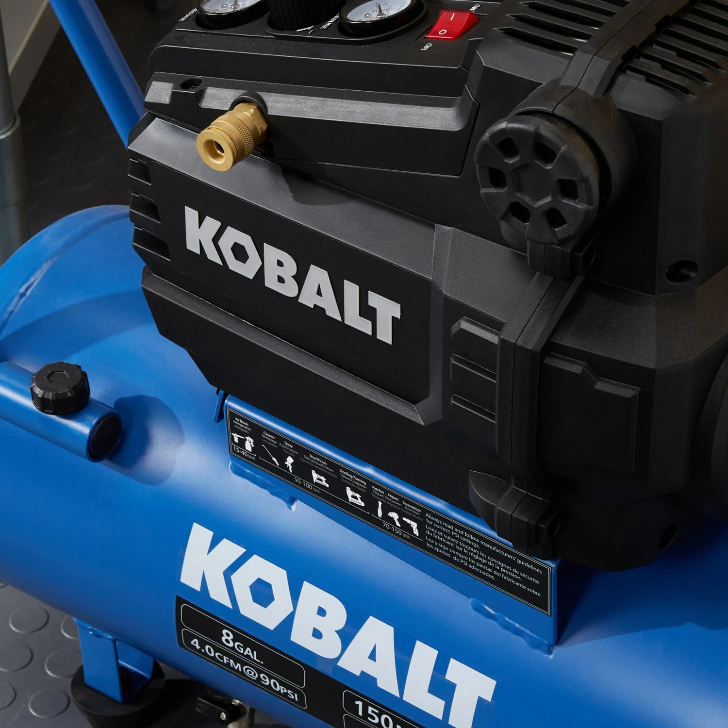 Kobalt 8-Gallon Single Stage Portable Electric Horizontal Air Compressor - Air Tools & Compressors 5 Kobalt 8-Gallon Single Stage Portable Electric Horizontal Air Compressor - Air Tools & Compressors - Image 5