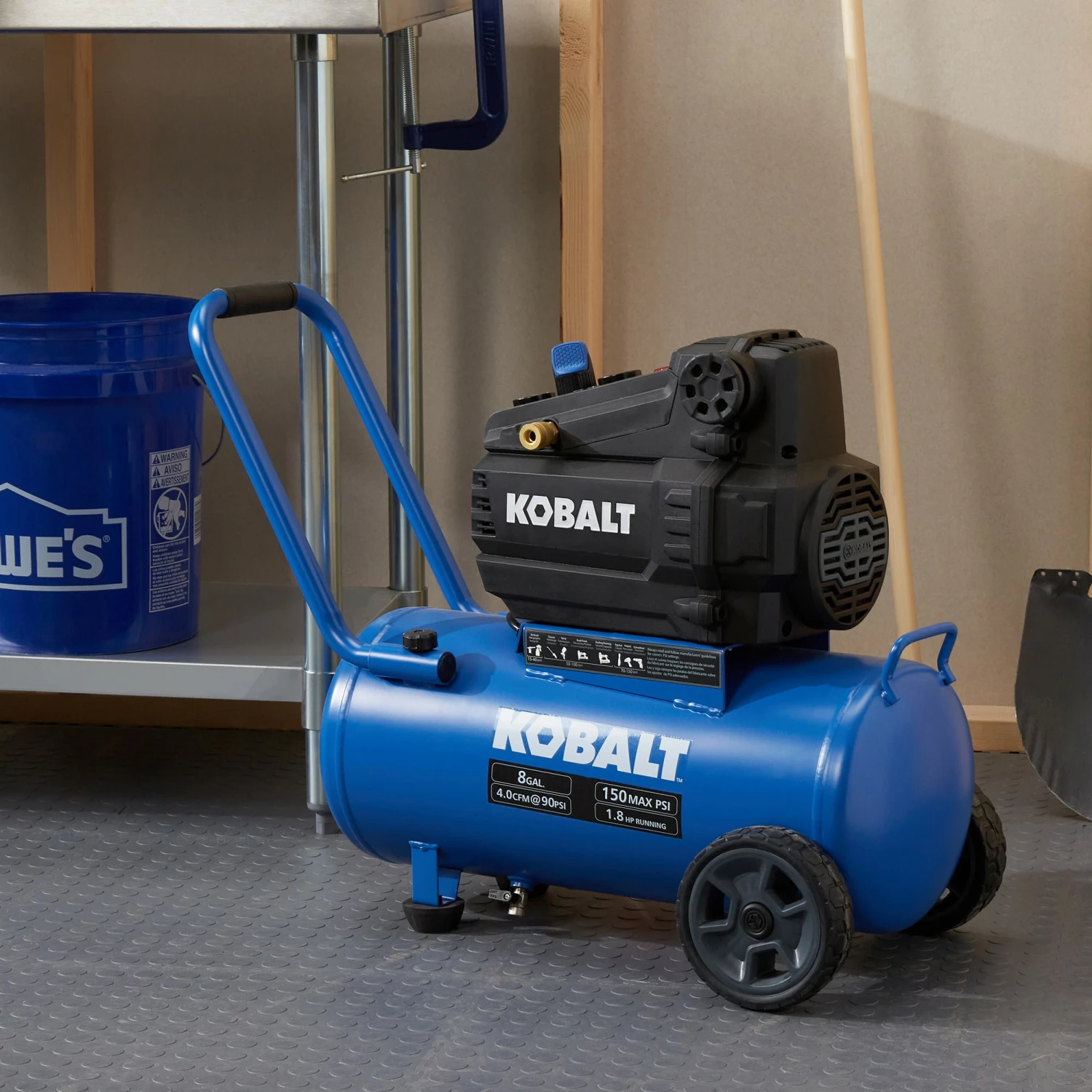Kobalt 8-Gallon Single Stage Portable Electric Horizontal Air Compressor - Air Tools & Compressors 4 Kobalt 8-Gallon Single Stage Portable Electric Horizontal Air Compressor - Air Tools & Compressors - Image 4